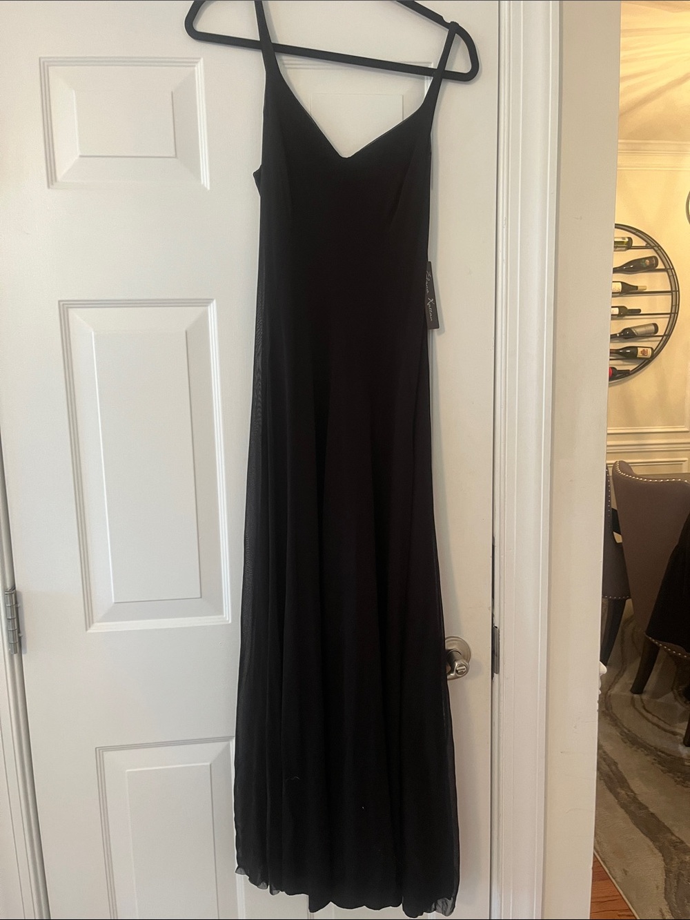 Elegant Black Maxi Slip Dress with Delicate Spaghetti Straps